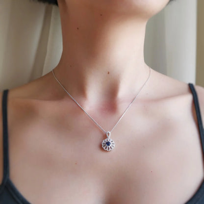 18K Winter Solstice Blue Sapphire and Diamond Pendant