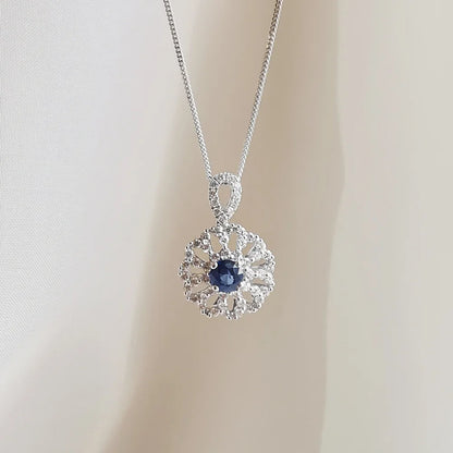 18K Winter Solstice Blue Sapphire and Diamond Pendant