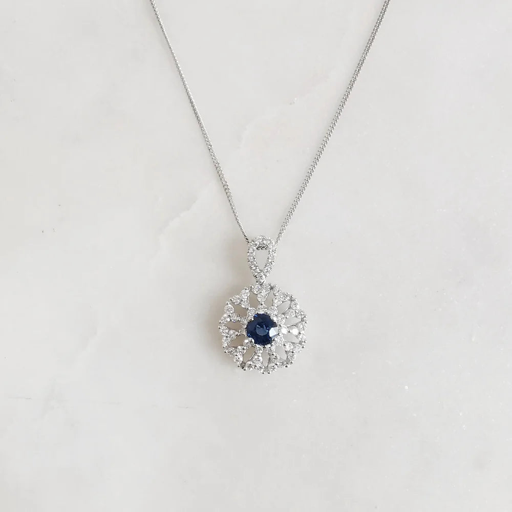 18K Winter Solstice Blue Sapphire and Diamond Pendant