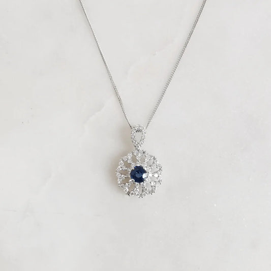 18K Winter Solstice Blue Sapphire and Diamond Pendant