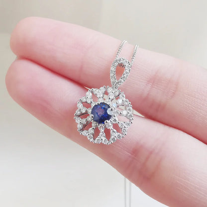 18K Winter Solstice Blue Sapphire and Diamond Pendant