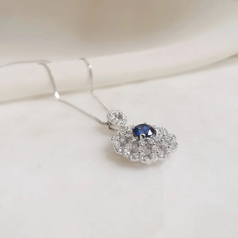 18K Winter Solstice Blue Sapphire and Diamond Pendant