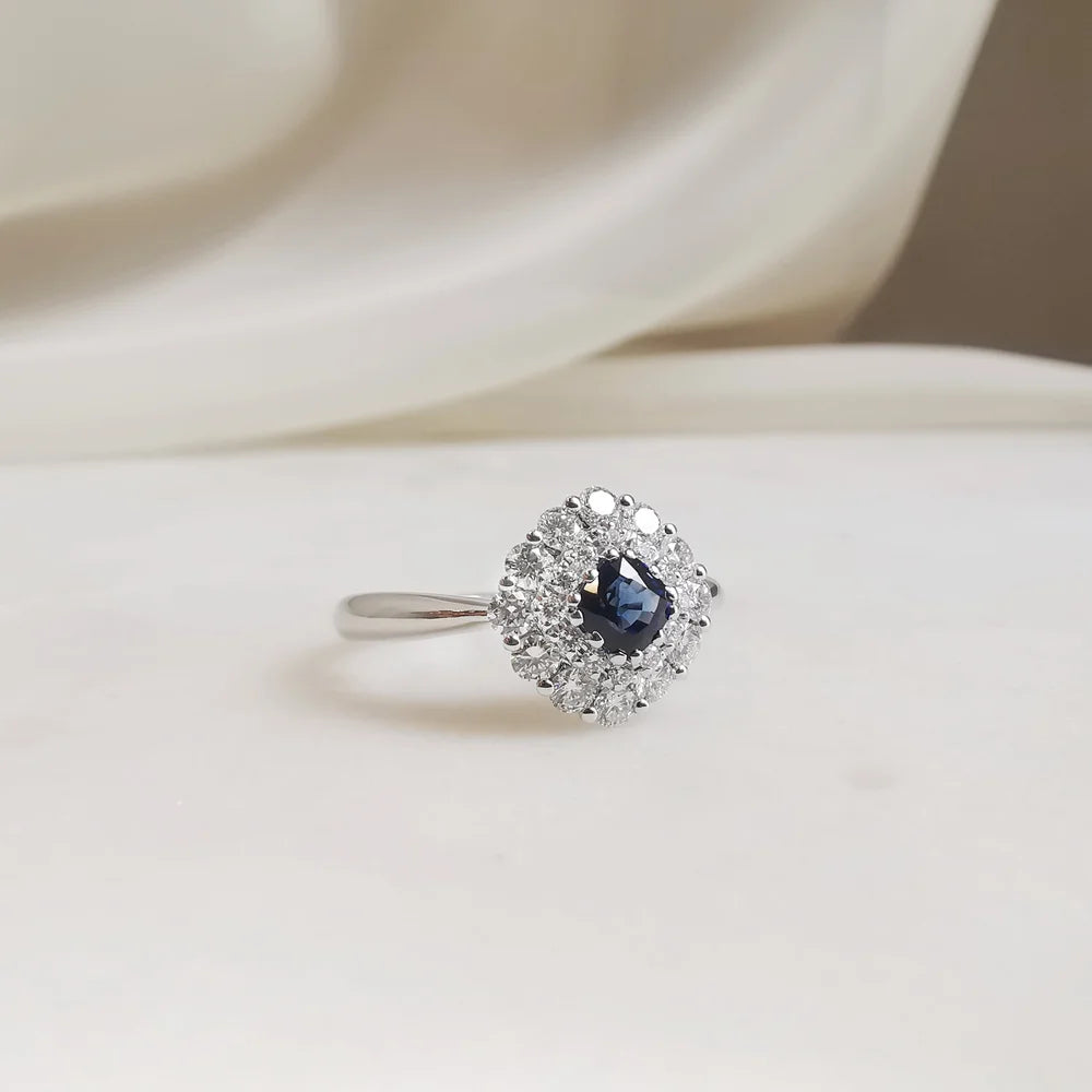18K Winter’s Kiss Blue Sapphire and Diamond Ring