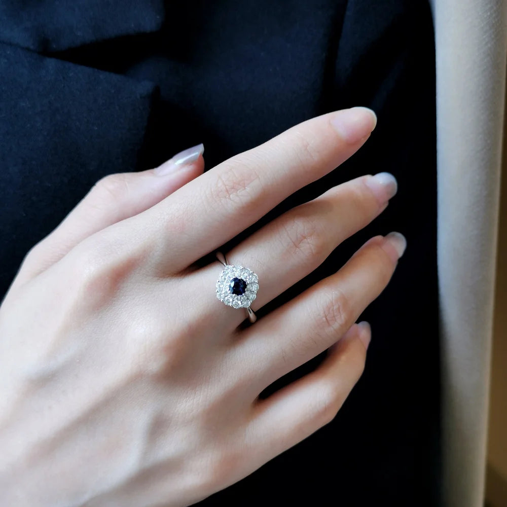 18K Winter’s Kiss Blue Sapphire and Diamond Ring