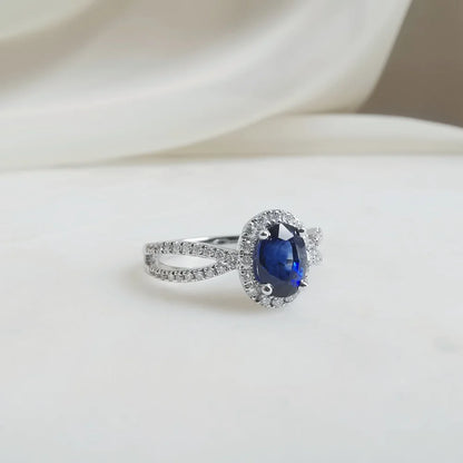 18K Flowing River Blue Sapphire and Diamond Ring