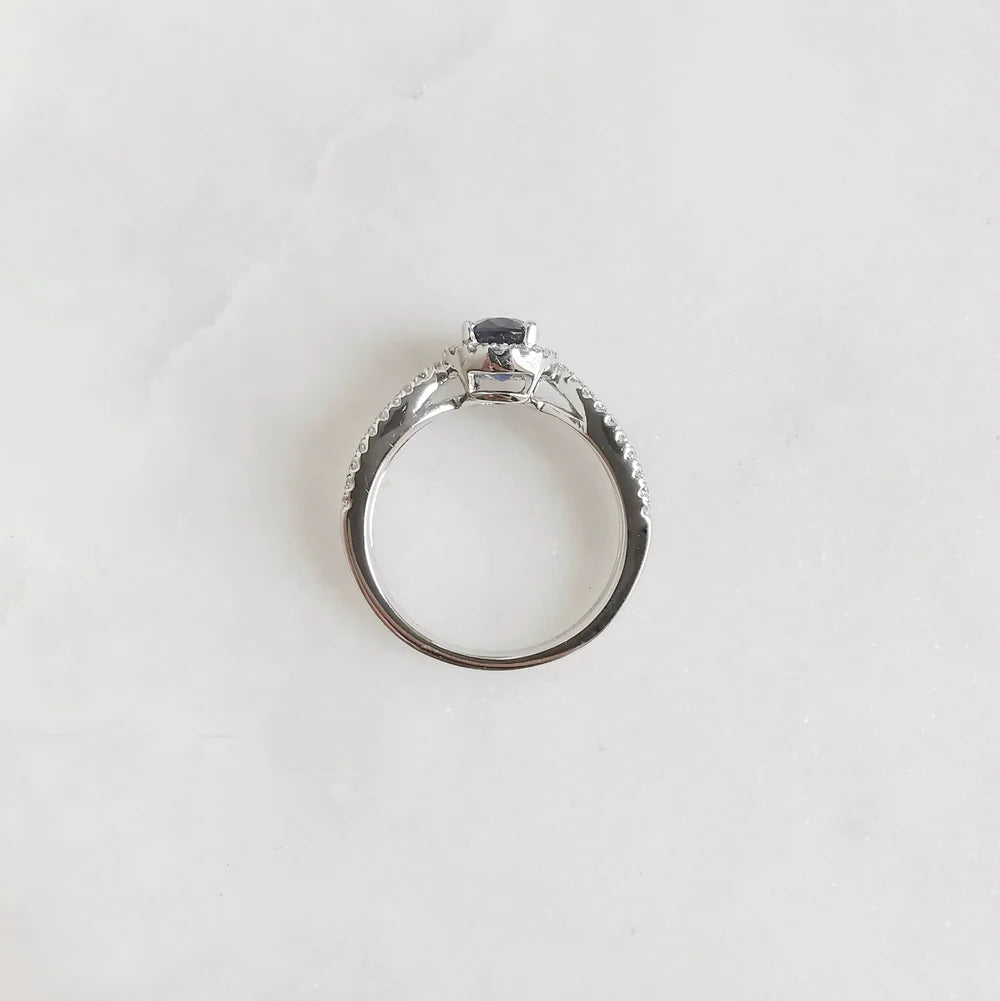 18K Flowing River Blue Sapphire and Diamond Ring