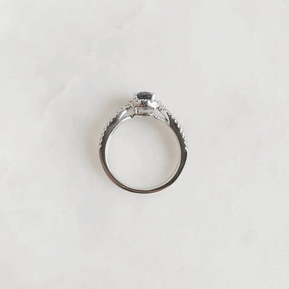 18K Flowing River Blue Sapphire and Diamond Ring