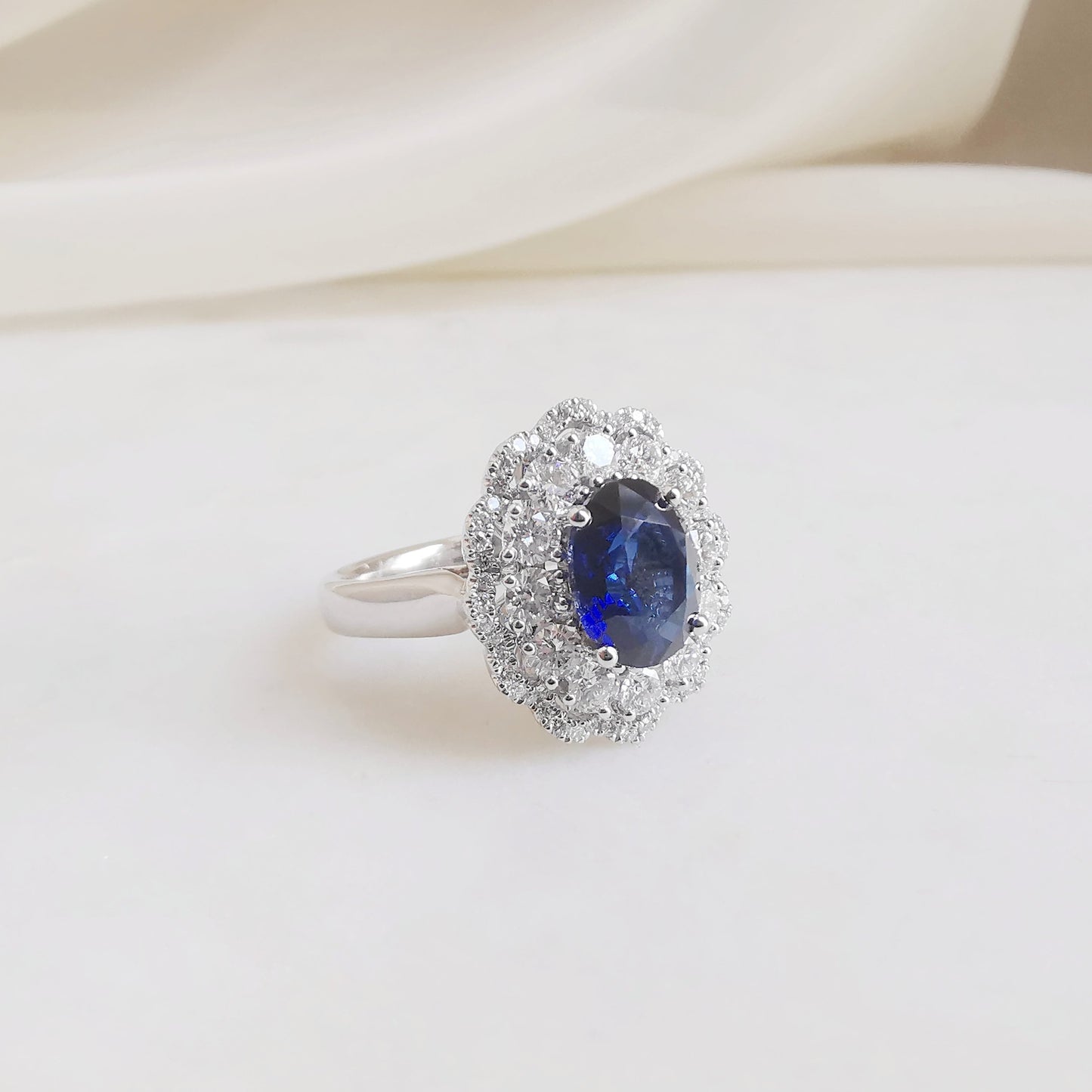 18K Enchanted Mirror Blue Sapphire and Diamond Ring - Avaliable upon enquiry