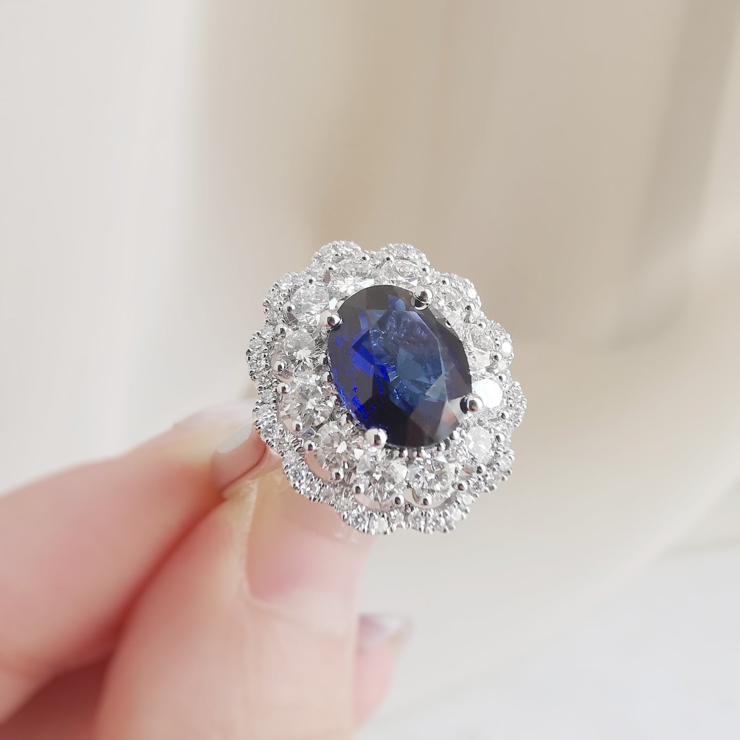 18K Enchanted Mirror Blue Sapphire and Diamond Ring - Avaliable upon enquiry