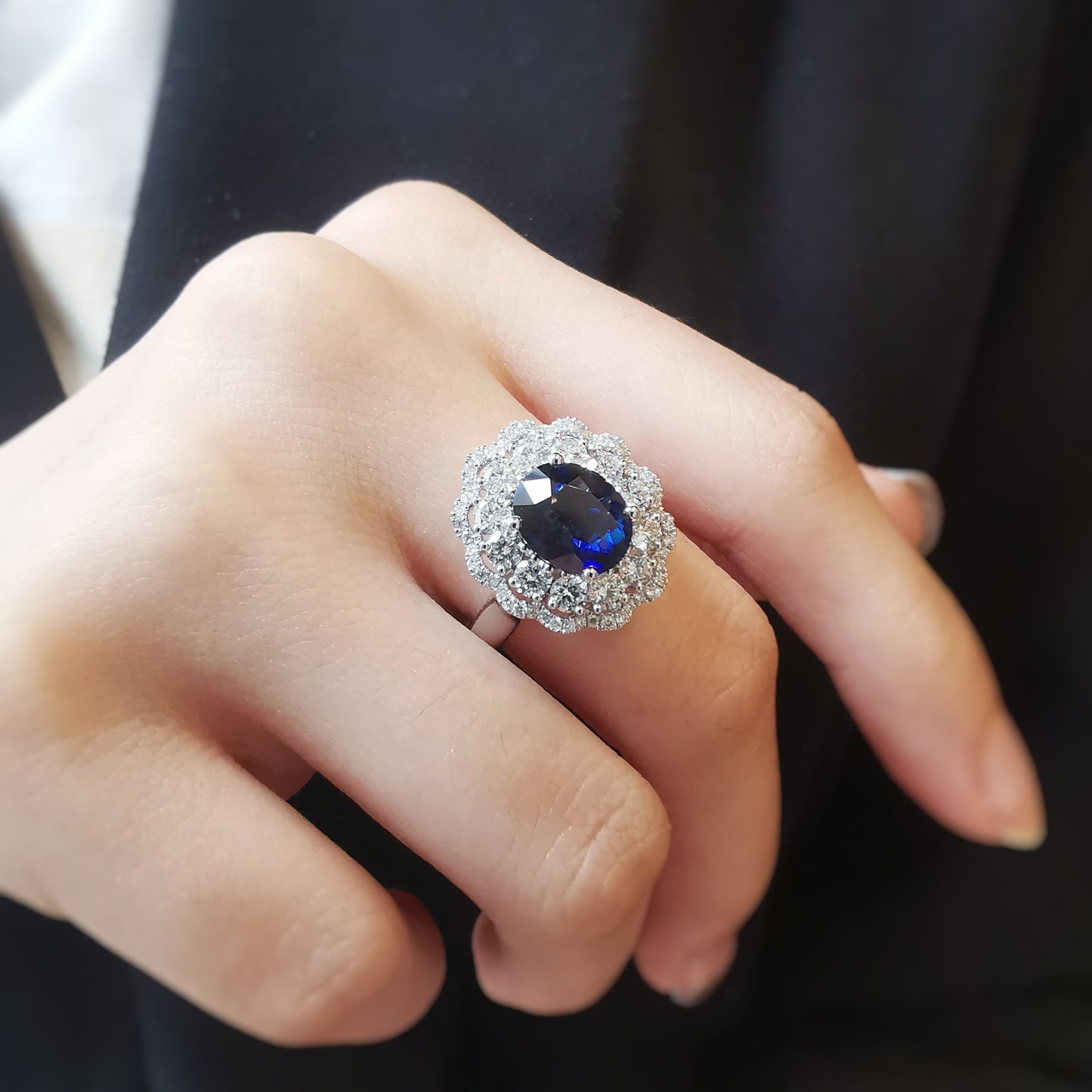 18K Enchanted Mirror Blue Sapphire and Diamond Ring - Avaliable upon enquiry