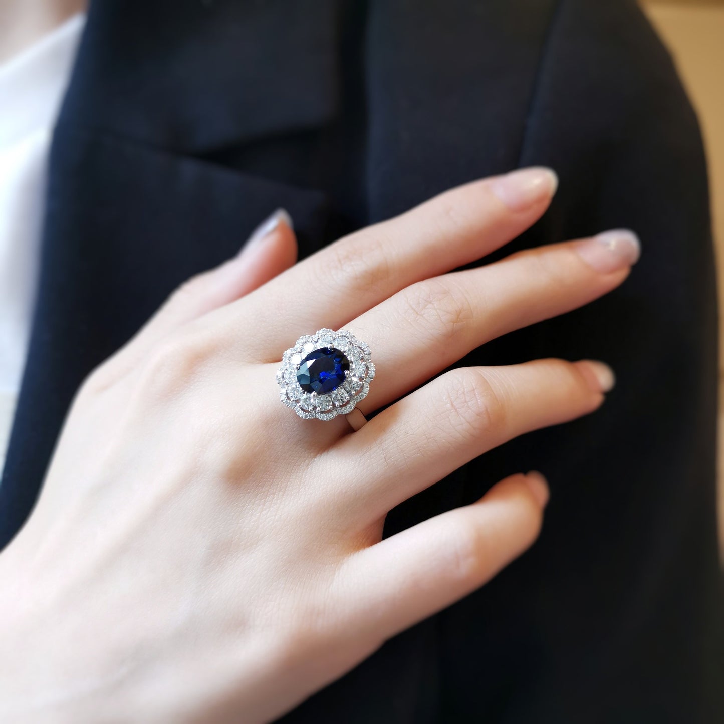 18K Enchanted Mirror Blue Sapphire and Diamond Ring - Avaliable upon enquiry