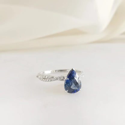 18K Blue Tear Sapphire Ring