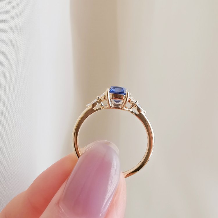 BLUE CUSHION Sapphire Engagement Ring