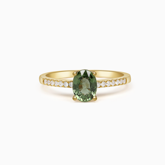 GREEN Sapphire Ring Engagement Ring