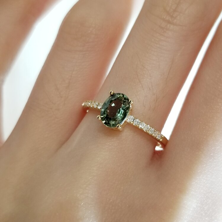 GREEN Sapphire Ring Engagement Ring