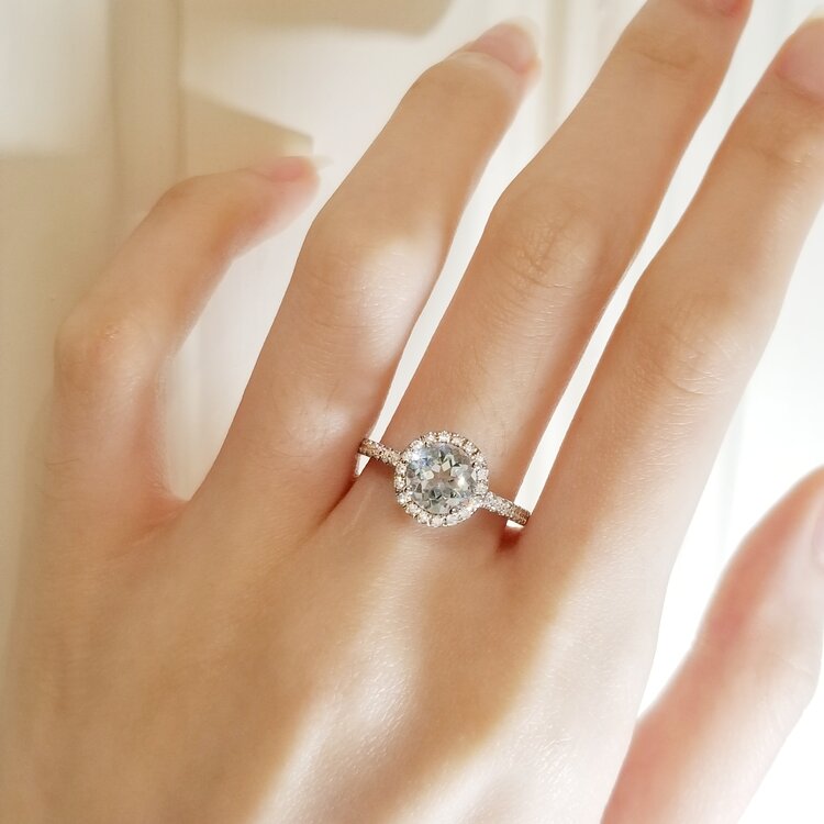 ROUND HALO Aquamarine Engagement Ring