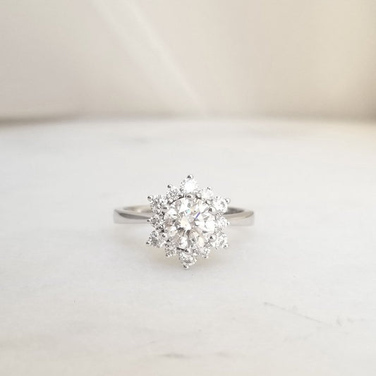 SNOWFLAKE Round Solitaire Engagement Ring